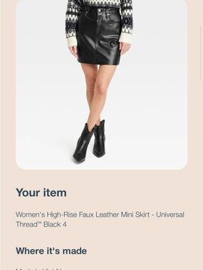 Universal Thread Black Faux Leather High-Waist Mini Skirt